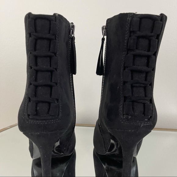 ZARA Black Faux Suede Stiletto Ankle Bootie Heels NEW - Picture 7 of 12